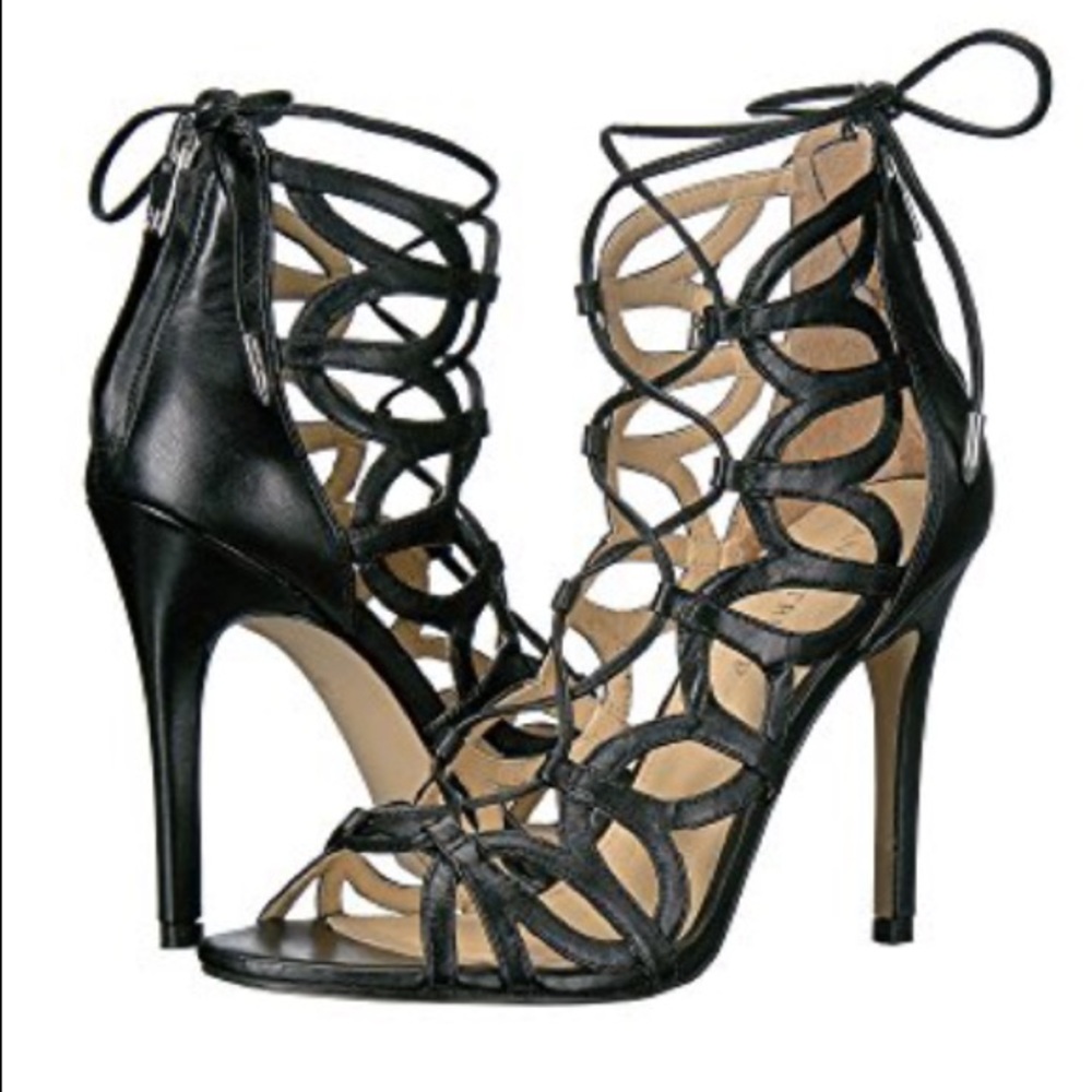 Ivanka Trump Black  Hela Strappy heels 6 EUC